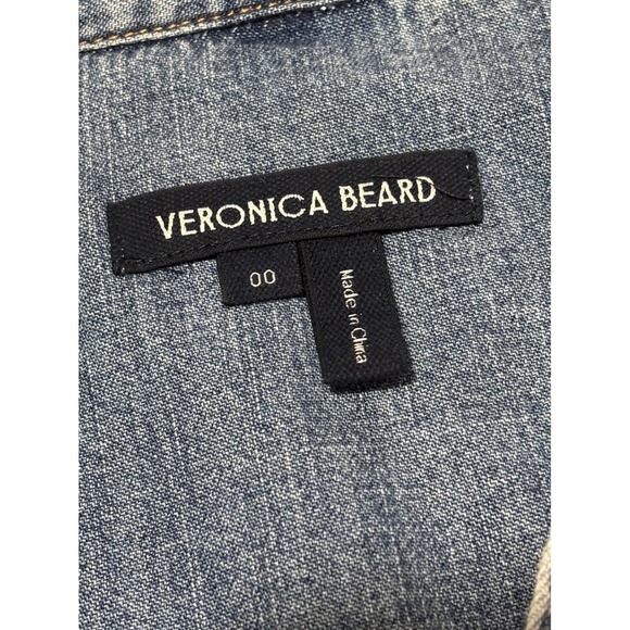 Veronica Beard Catherine Denim Flounce Mini Dress Blue Snap Front Womens Size 00 - Picture 6 of 11